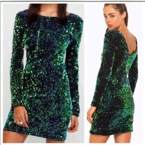 Motel Rocks Emerald Sequin Mini Dress